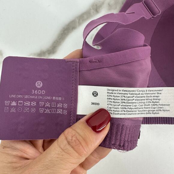 Lululemon Air Support Bra Womens Solid Purple Crossback Adjustable 36DD - Picture 8 of 8